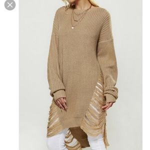 Fortunate Crab Aysmmertical Distressed Dress NWT